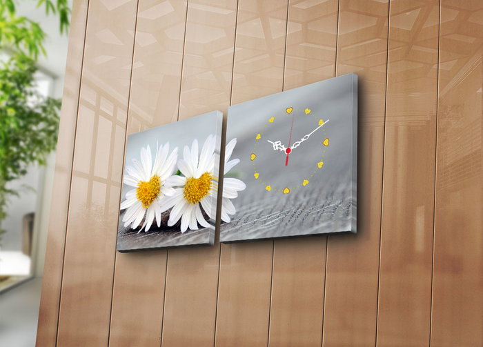Wallity Reloj de Pared Decorativo de Lienzo 2P2828CS-1 (2 Piezas 28x28 cm)